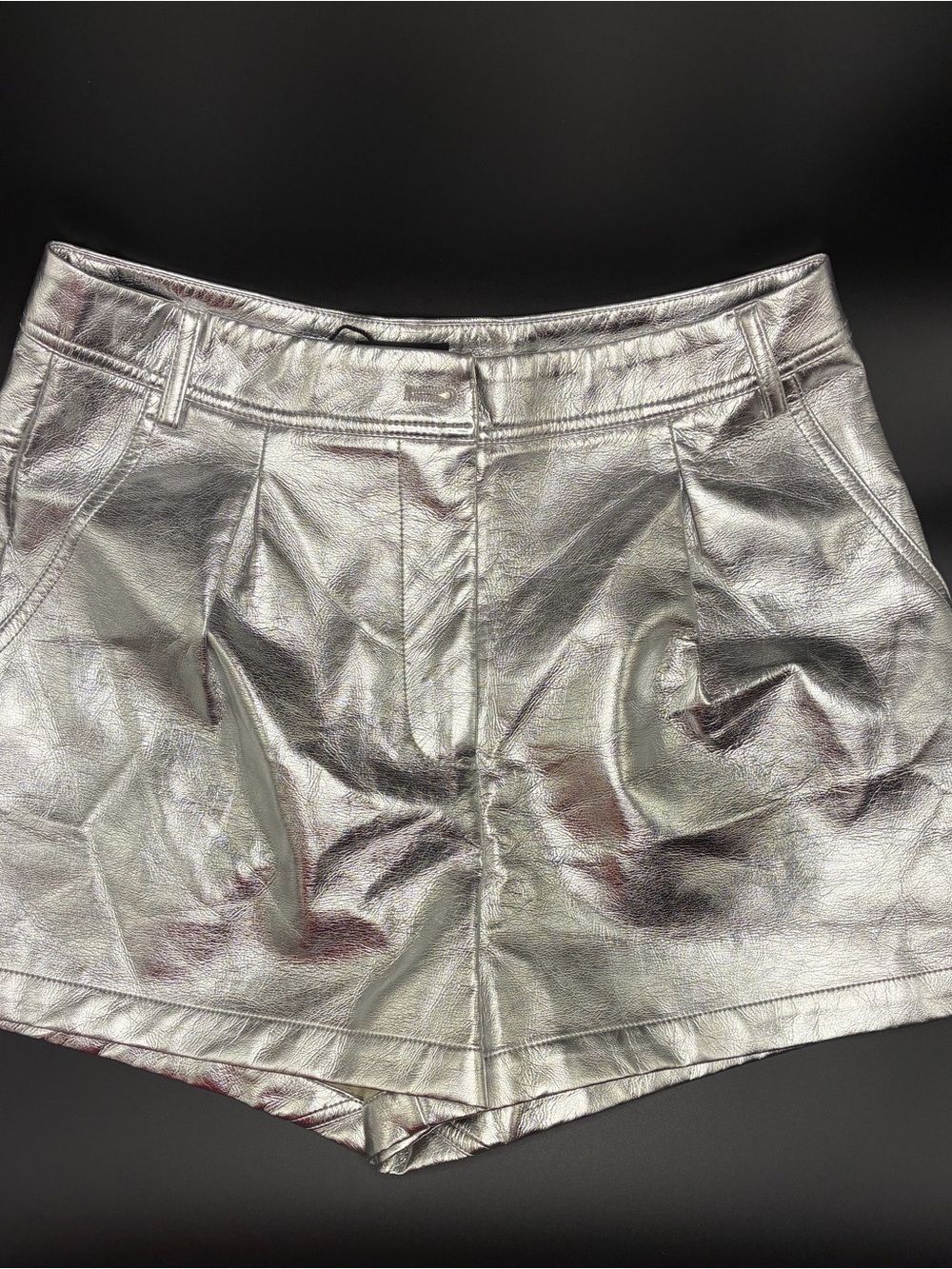 Nasty Gal Silver Metallic Star Appliqué High-Waist Booty Shorts Size US 6 UK 10 - Picture 3 of 6